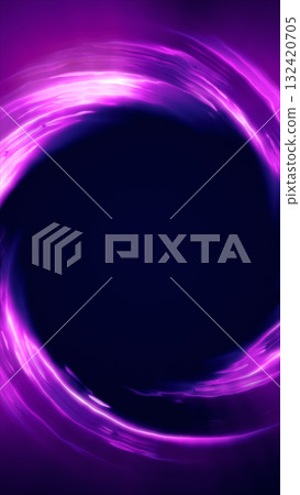 Abstract glowing violet energy ring forming a circular motion around a dark void, representing futuristic force Abstract glowing violet energy ring forming a circular motion around a dark void, representing futuristic force 132420705