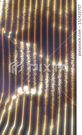 Abstract golden light trails with sparkling particles on dark background Abstract golden light trails with sparkling particles on dark background 132420707