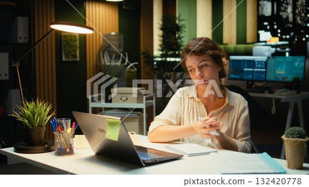 Corporate strategist ripping a paper after writing the wrong idea, restarting her work in rage and crumpling the page sheet, Discontent woman does a typo mistake while transcribing. Camera A. Corporate strategist ripping a paper after writing the wrong idea, restarting her work in rage and crumpling the page sheet, Discontent woman does a typo mistake while transcribing. Camera A. 132420778