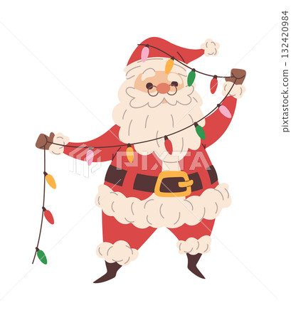 Santa Claus wrapped in garlands Santa Claus wrapped in garlands 132420984