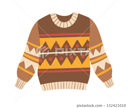 Knitted sweater aesthetic geometric print 132421010