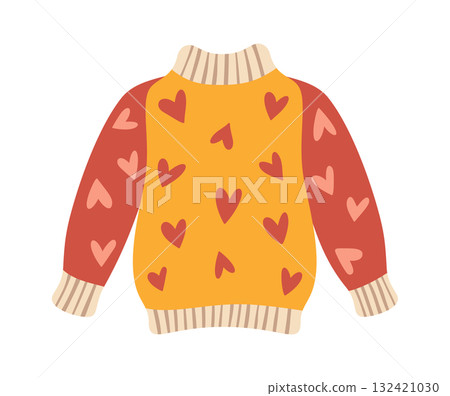 Warm knitted sweater with hearts 132421030