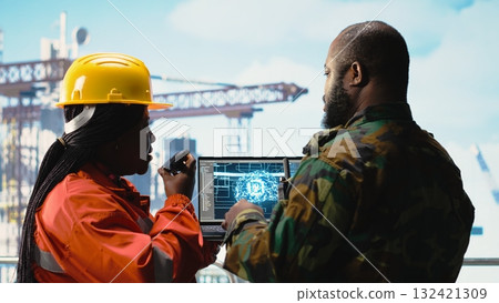 Military unit on offshore rig using artificial intelligence automated counter terrorism systems. Soldier provides protection to drilling barge using AI neural network surveillance systems Military unit on offshore rig using artificial intelligence automated counter terrorism systems. Soldier provides protection to drilling barge using AI neural network surveillance systems 132421309