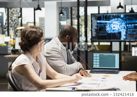 Hiring manager and team use virtual assistant tools powered by AI, machine learning and neural networks to evaluate interview results, streamline CV filtering and assist in selecting talent. Hiring manager and team use virtual assistant tools powered by AI, machine learning and neural networks to evaluate interview results, streamline CV filtering and assist in selecting talent. 132421418
