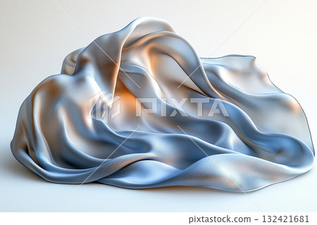Promoting accessories or upscale fashion designs. Elegant silk scarf in natural tones with soft, flowing folds, highlighting its luxurious texture against a white background. Fashion and accessories Promoting accessories or upscale fashion designs. Elegant silk scarf in natural tones with soft, flowing folds, highlighting its luxurious texture against a white background. Fashion and accessories 132421681