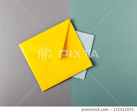 Close-up of a greeting card that stands out against a two-color background Close-up of a greeting card that stands out against a two-color background 132422055