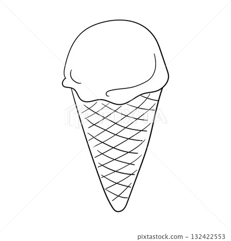 手繪冰淇淋線條藝術插圖 132422553