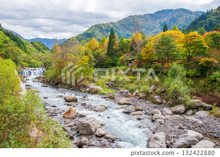 Autumn at Fukuji Onsen in Okuhida Onsen Village, Takahara River 132422880