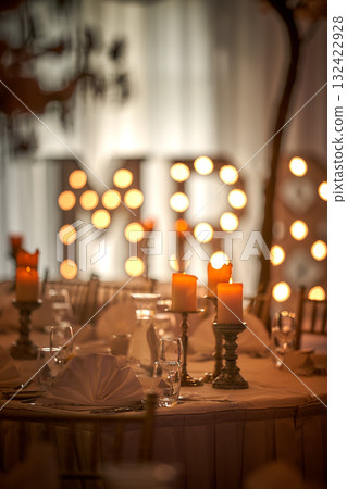 amazing luxury decorated place for wedding reception, catering in restaurant 132422928
