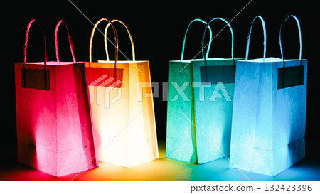 Colorful Shopping Bags On Black Colorful Shopping Bags On Black 132423396