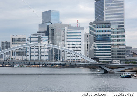 Tsukiji Bridge and skyscrapers Tsukiji Bridge and skyscrapers 132423488