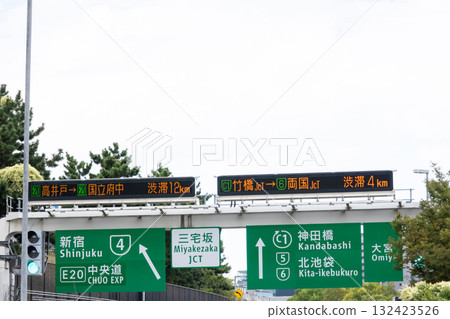 指示您前往高速公路的路標 指示您前往高速公路的路標 132423526