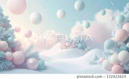 A fairytale image of a snowy mountain 132423824