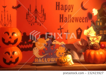 帶有萬聖節背景裝飾的萬聖節圖像 132423927