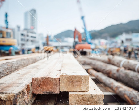 A scene of wood and a construction site. Image of architecture, construction, and development A scene of wood and a construction site. Image of architecture, construction, and development 132424057