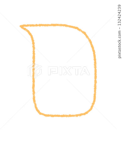 Hand drawn crayon speech balloon with round rectangle contour. Fluid sticker text bubble for chat, message and comment. Simple orange graphic form suits as creative communication element. 132424239