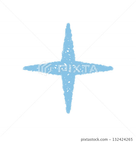 Chalk sketch star burst icon with blue element. Star shape forms a unique spark pattern and magic flare. Festive shine ideal for firework themed backgrounds or creative decoration projects. 132424265