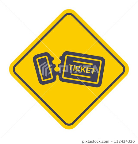 Black icon of a torn entrance ticket. 132424320