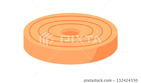 Flat style minimal barbell weight disc icon. Round equipment for gym and sport training. Essential tool for strength exercise, weightlifting, and fitness workout activities, colorful simple design, 132424330