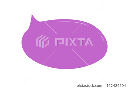 Purple organic talk balloon box with circle form in hand drawn speech style. Graphic bubble for message and chat. Conversation element as an abstract graphic for creative communication. 132424394