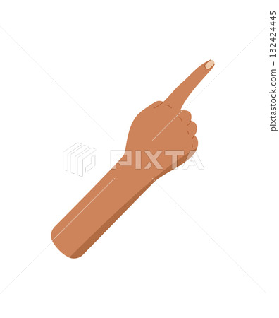 Flat hand gesture with one finger pointing up sticker. Bare black hand with raised forefinger highlights the number one. Simple and isolated number count icon for education, math, or concept visuals. Flat hand gesture with one finger pointing up sticker. Bare black hand with raised forefinger highlights the number one. Simple and isolated number count icon for education, math, or concept visuals. 132424445
