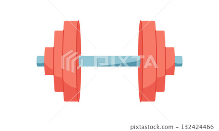 Flat cartoon dumbbell for gym and training. Dumbbell weight equipment for fitness and weightlifting. Strength tool workout exercise. Sport physical activity concept, colorful in style, suitable Flat cartoon dumbbell for gym and training. Dumbbell weight equipment for fitness and weightlifting. Strength tool workout exercise. Sport physical activity concept, colorful in style, suitable 132424466