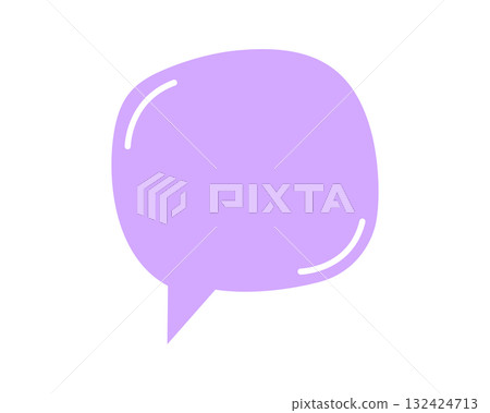 Empty purple speech bubble shape in doodle style. Communication balloon, textbox, quotation frame, message tag, comment label isolated on white background. Vector flat illustration Empty purple speech bubble shape in doodle style. Communication balloon, textbox, quotation frame, message tag, comment label isolated on white background. Vector flat illustration 132424713