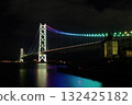 Illuminated night view of Akashi Kaikyo Bridge Illuminated night view of Akashi Kaikyo Bridge 132425182