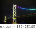 Illuminated night view of Akashi Kaikyo Bridge Illuminated night view of Akashi Kaikyo Bridge 132425185