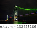Illuminated night view of Akashi Kaikyo Bridge Illuminated night view of Akashi Kaikyo Bridge 132425186