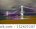 Illuminated night view of Akashi Kaikyo Bridge Illuminated night view of Akashi Kaikyo Bridge 132425187