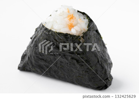 One mentaiko rice ball on a white background 132425629