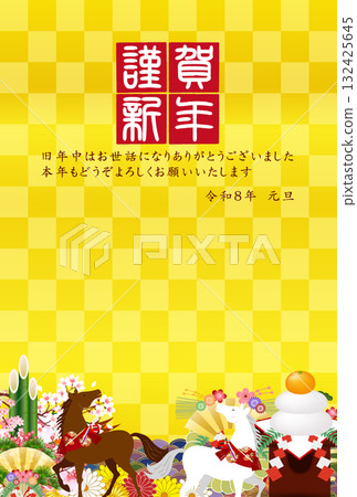 馬年賀卡十二生肖背景 132425645