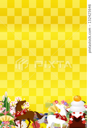 馬年賀卡十二生肖背景 132425646