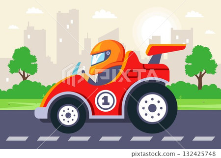 racing car on the track. 132425748