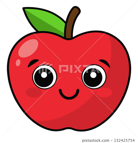 A cheerful red apple with a friendly smile isolated on white background, perfect for educational resources A cheerful red apple with a friendly smile isolated on white background, perfect for educational resources 132425754