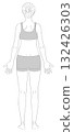 Full-body female line drawing illustration (back view / back view, only clothes are gray) 132426303