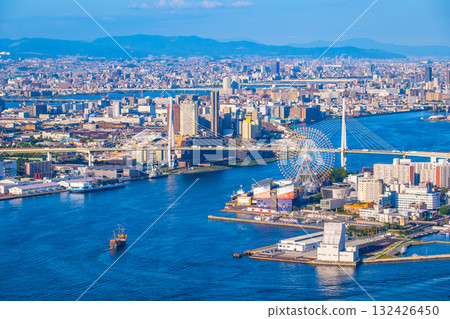 Osaka port and the streets of Osaka 132426450