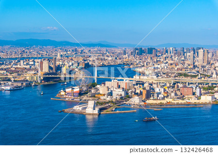 Osaka port and the streets of Osaka 132426468