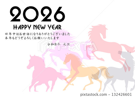 馬年賀卡十二生肖背景 132426601