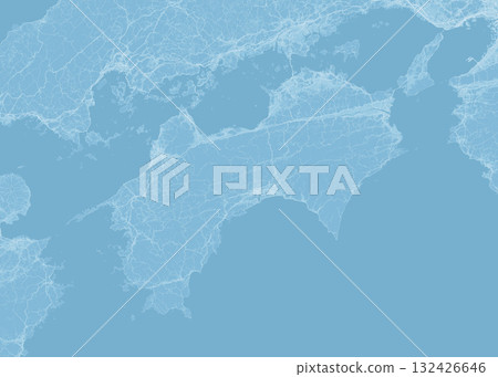 Light blue satellite photo style illustration of the Shikoku region of Japan 132426646