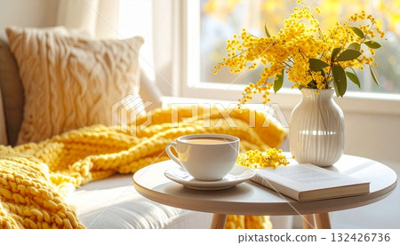 Cafe time with osmanthus and coffee - Stylish interior 132426736