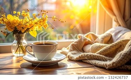 Cafe time with osmanthus and coffee - Stylish interior 132426737