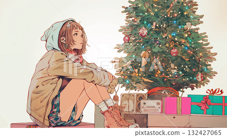 聖誕樹和婦女 132427065