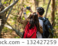 Tourist and traveler asian couple backpack enjoy happy take a photo 132427259