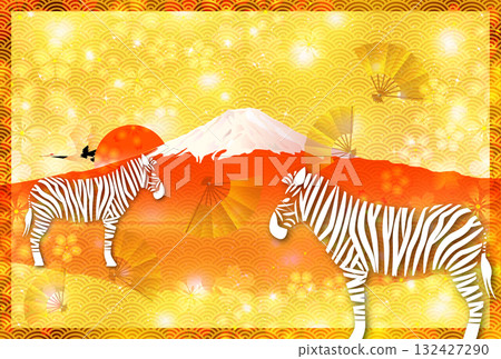 馬年賀卡十二生肖背景 132427290