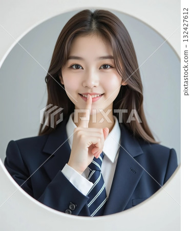 閉著眼睛的高中女孩 132427612