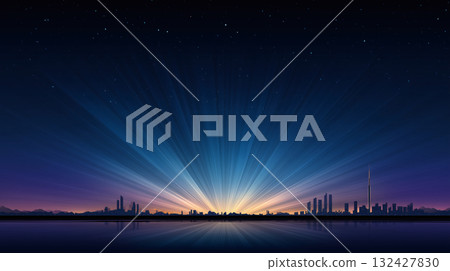 城市曙光天際線背景 132427830