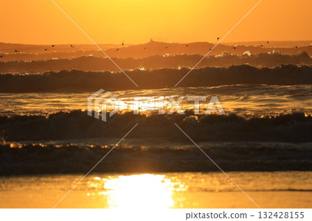 The sea stained in the morning sun 132428155