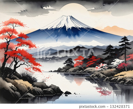 Mt. Fuji landscape generation AI background 132428371
